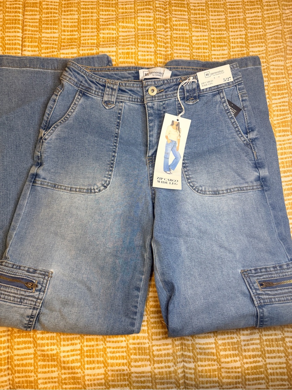 Celebrity Pink Medium Blue Cargo Wide-Leg Jeans
